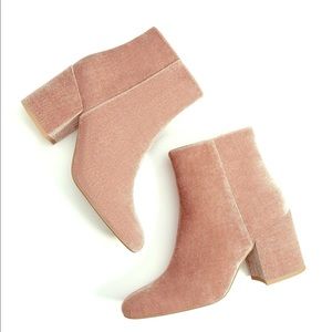 Bershka Pink Velvet Ankle Boots